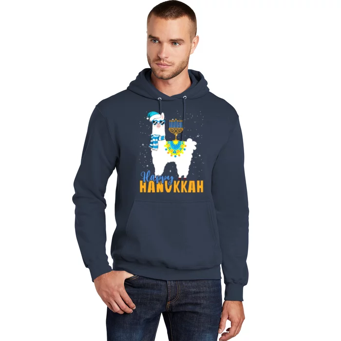 Happy Hanukkah Llama Cute Alpaca Chanukah Hoodie