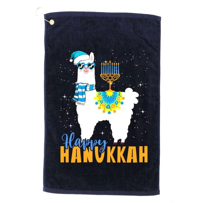 Happy Hanukkah Llama Cute Alpaca Chanukah Platinum Collection Golf Towel