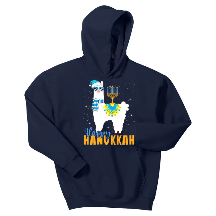 Happy Hanukkah Llama Cute Alpaca Chanukah Kids Hoodie