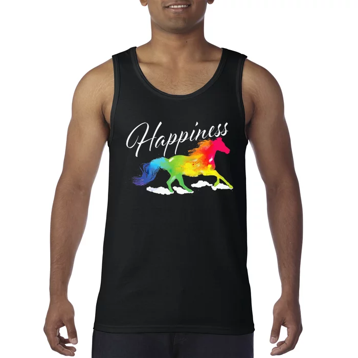 Happiness Horse Lover Equestrian Horseback Rider Tank Top