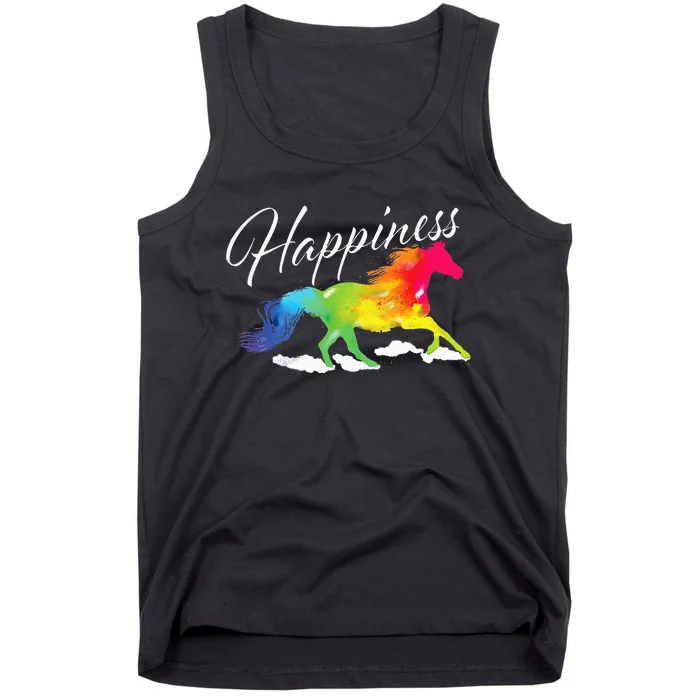 Happiness Horse Lover Equestrian Horseback Rider Tank Top