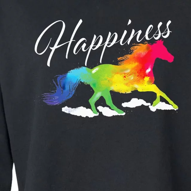 Happiness Horse Lover Equestrian Horseback Rider Cropped Pullover Crew