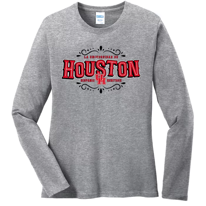 Hispanic Heritage La Universidad De Houston Houston Coogs Ladies Long Sleeve Shirt