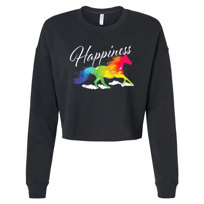 Happiness Horse Lover Equestrian Horseback Rider Cropped Pullover Crew