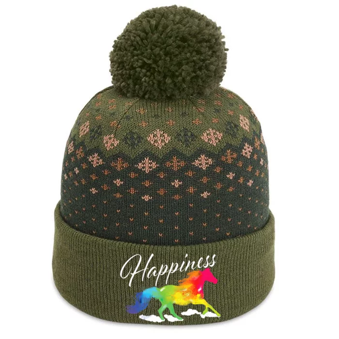 Happiness Horse Lover Equestrian Horseback Rider The Baniff Cuffed Pom Beanie