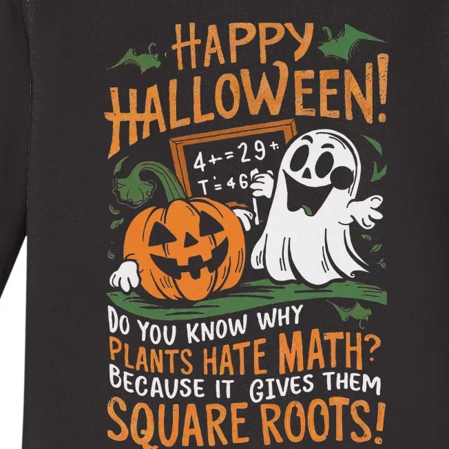 Happy Halloween Math Teacher Scientist Funny Design Baby Long Sleeve Bodysuit