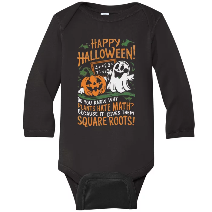 Happy Halloween Math Teacher Scientist Funny Design Baby Long Sleeve Bodysuit