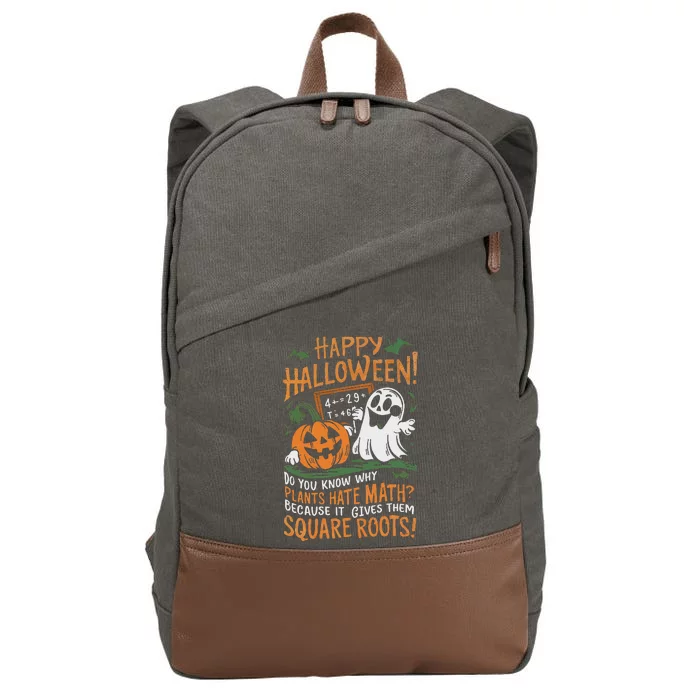 Happy Halloween Math Teacher Scientist Funny Design Cotton Canvas Backpack