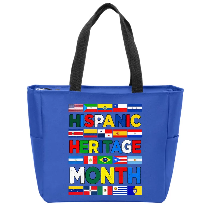 Hispanic Heritage Month Flags All Countries Flag Heart Hands Zip Tote Bag