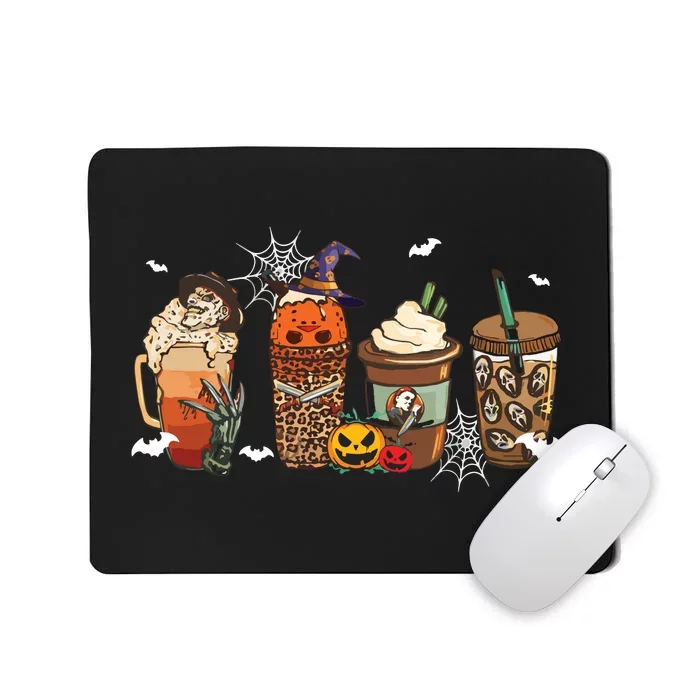 Halloween Horror Movie And Coffee Spooky Season Hello Fall Mousepad