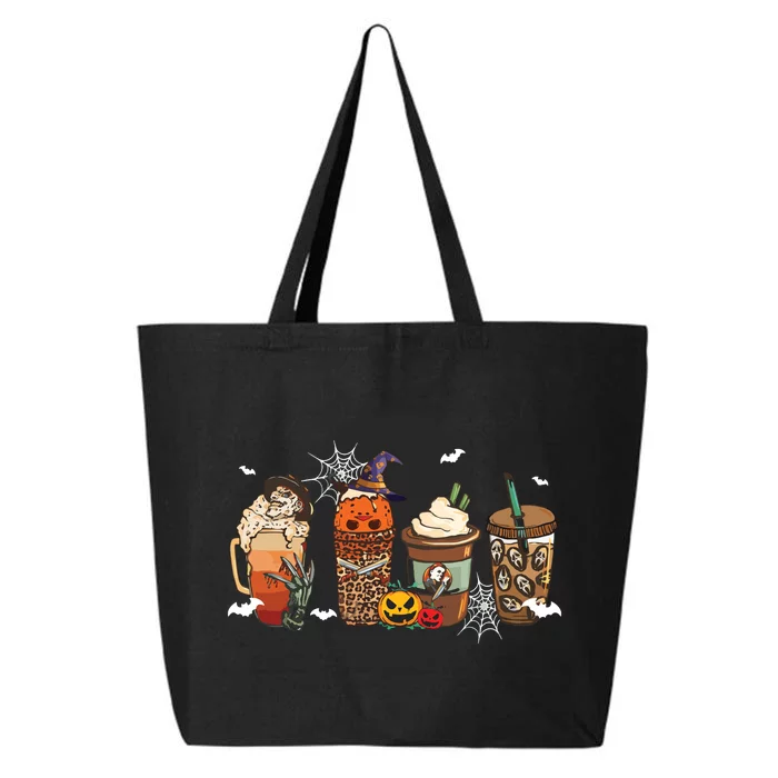 Halloween Horror Movie And Coffee Spooky Season Hello Fall 25L Jumbo Tote