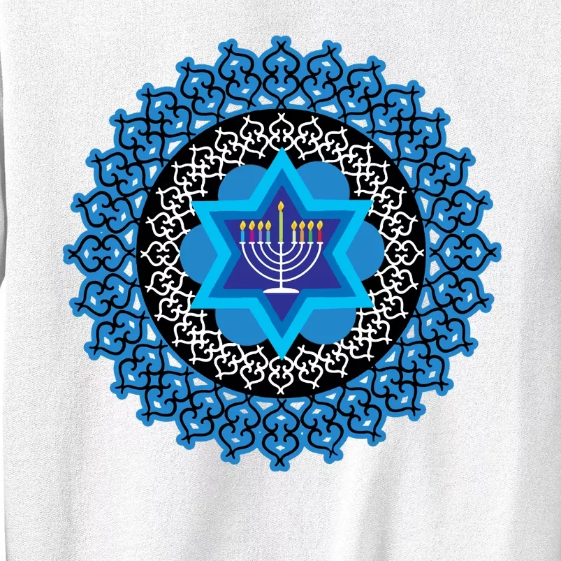 Happy Hanukkah Mandalla Star Of David Menorah Sweatshirt