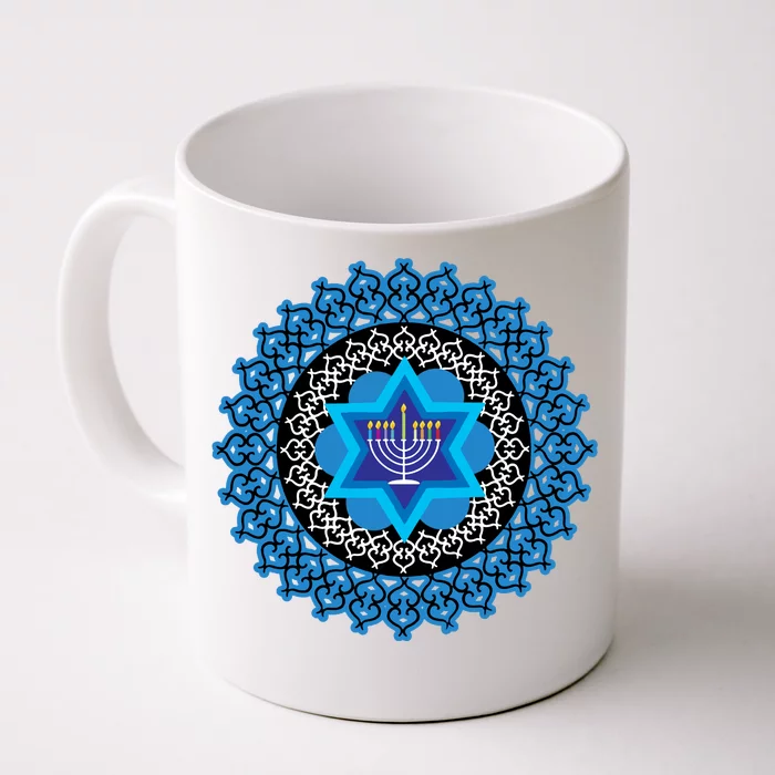 Happy Hanukkah Mandalla Star Of David Menorah Front & Back Coffee Mug