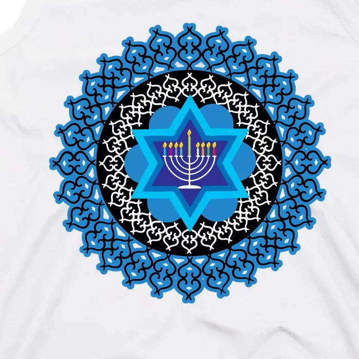 Happy Hanukkah Mandalla Star Of David Menorah Tank Top