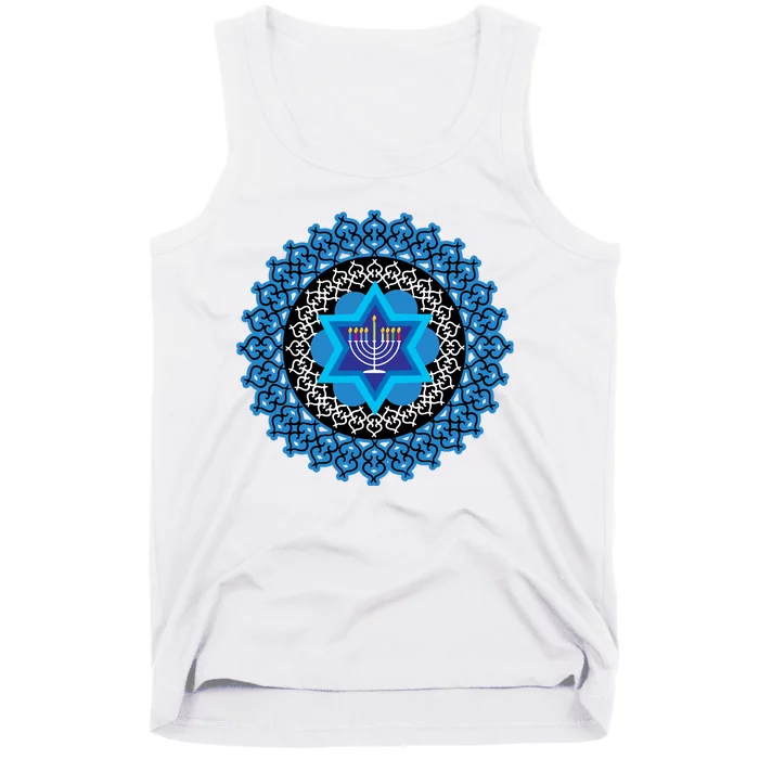 Happy Hanukkah Mandalla Star Of David Menorah Tank Top