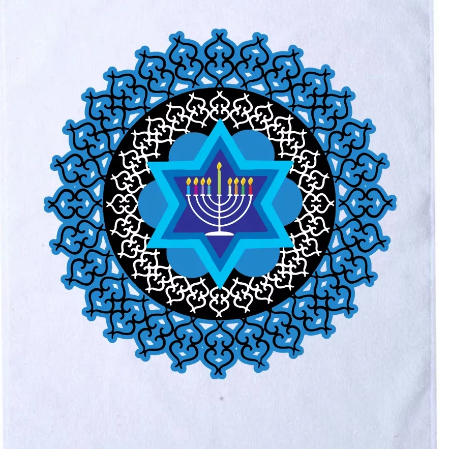 Happy Hanukkah Mandalla Star Of David Menorah Platinum Collection Golf Towel