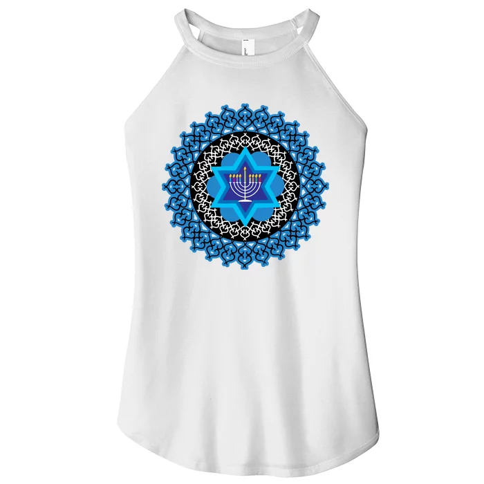 Happy Hanukkah Mandalla Star Of David Menorah Women’s Perfect Tri Rocker Tank