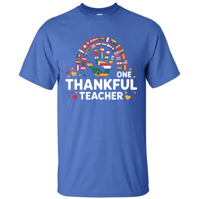 Hispanic Heritage Month One Thankful Teacher Rainbow Hand Funny Gift Tall T-Shirt