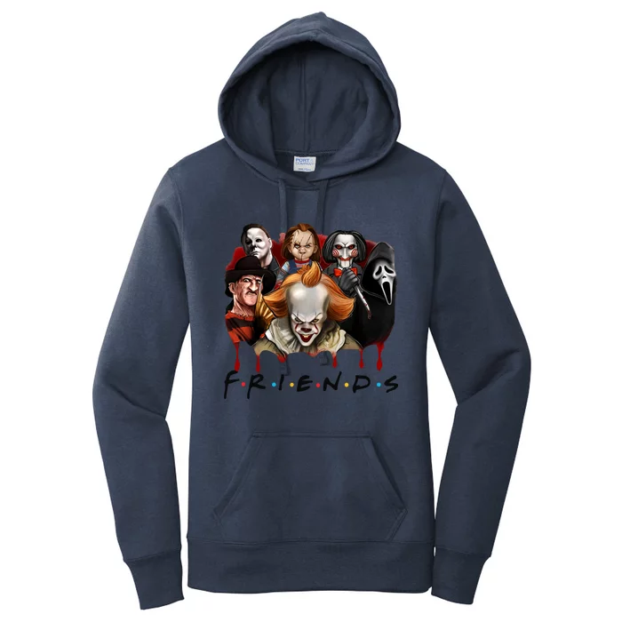 Halloween Horror Movie Characters Jason Es Chucky Freddy Women's Pullover Hoodie