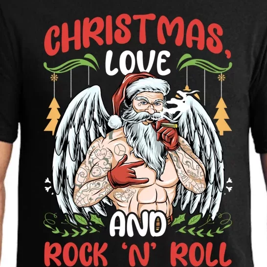 Heavy Hard Metal Santa Christmas Love And Rock N Roll Gift Pajama Set