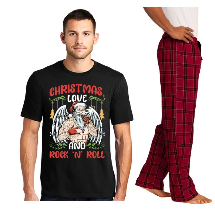 Heavy Hard Metal Santa Christmas Love And Rock N Roll Gift Pajama Set