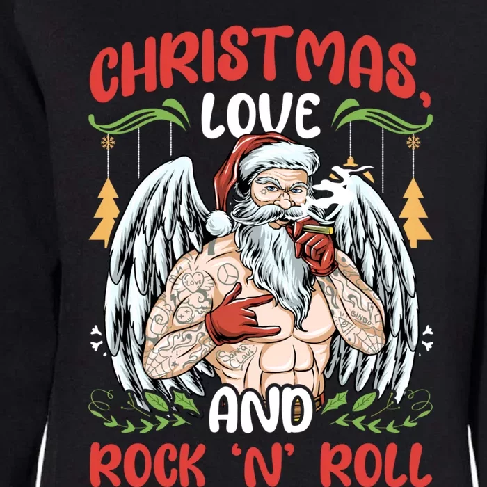 Heavy Hard Metal Santa Christmas Love And Rock N Roll Gift Womens California Wash Sweatshirt