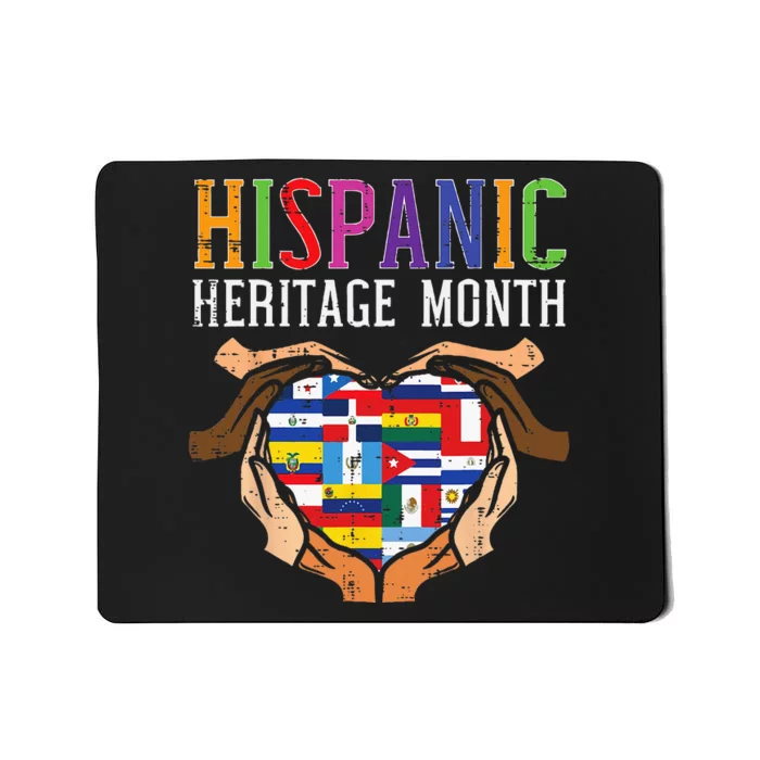 Hispanic Heritage Month Hands Heart Flags Men Women Kids Mousepad