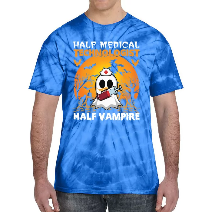 Halloween Half Medical Technologist Half Vampire Ghost Nurse Gift Tie-Dye T-Shirt