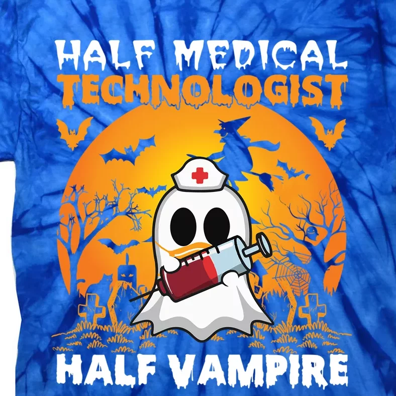 Halloween Half Medical Technologist Half Vampire Ghost Nurse Gift Tie-Dye T-Shirt