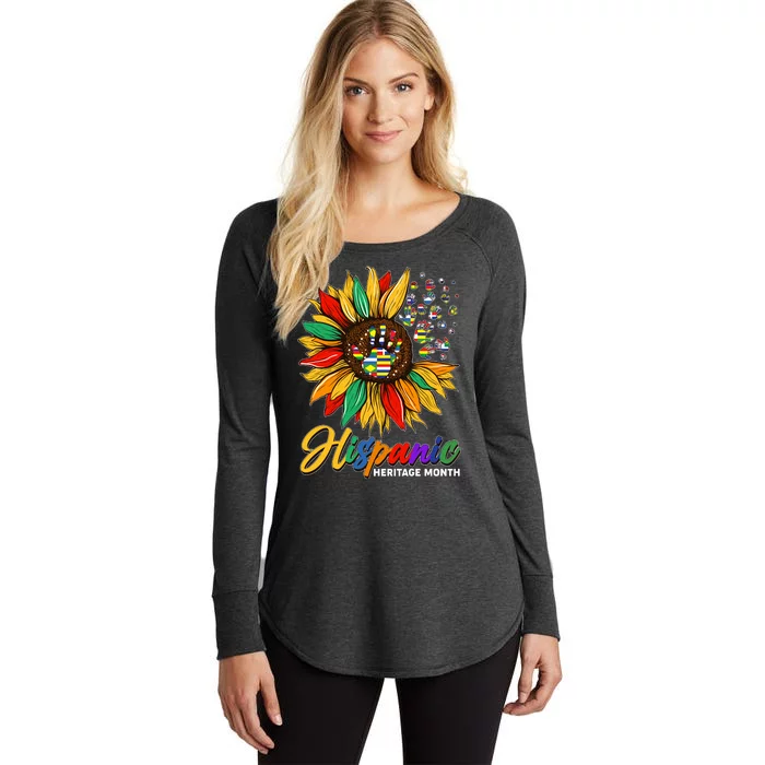 Hispanic Heritage Month Sunflowers Flags Women's Perfect Tri Tunic Long Sleeve Shirt