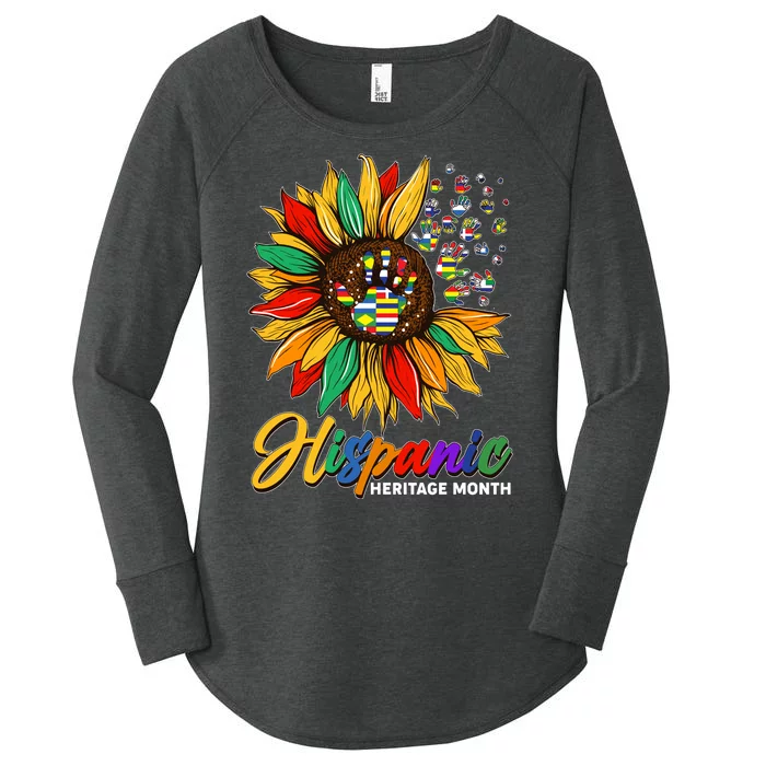 Hispanic Heritage Month Sunflowers Flags Women's Perfect Tri Tunic Long Sleeve Shirt