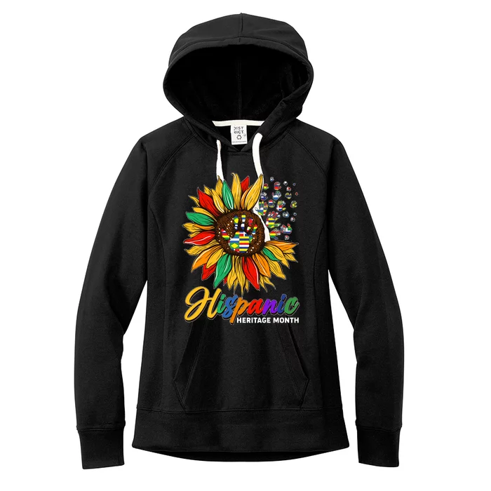 Hispanic Heritage Month Sunflowers Flags Women's Fleece Hoodie