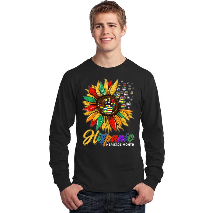 Hispanic Heritage Month Sunflowers Flags Tall Long Sleeve T-Shirt