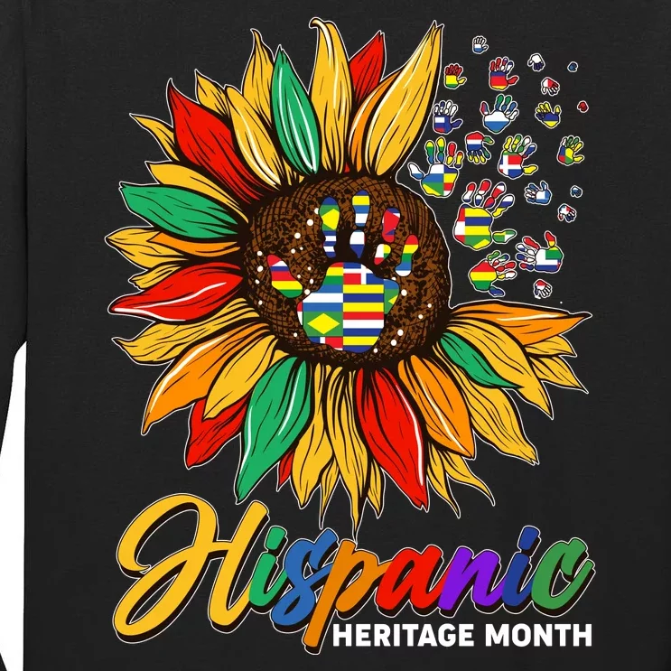 Hispanic Heritage Month Sunflowers Flags Tall Long Sleeve T-Shirt