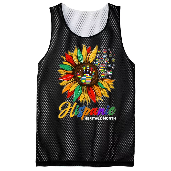 Hispanic Heritage Month Sunflowers Flags Mesh Reversible Basketball Jersey Tank