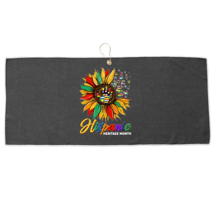 Hispanic Heritage Month Sunflowers Flags Large Microfiber Waffle Golf Towel