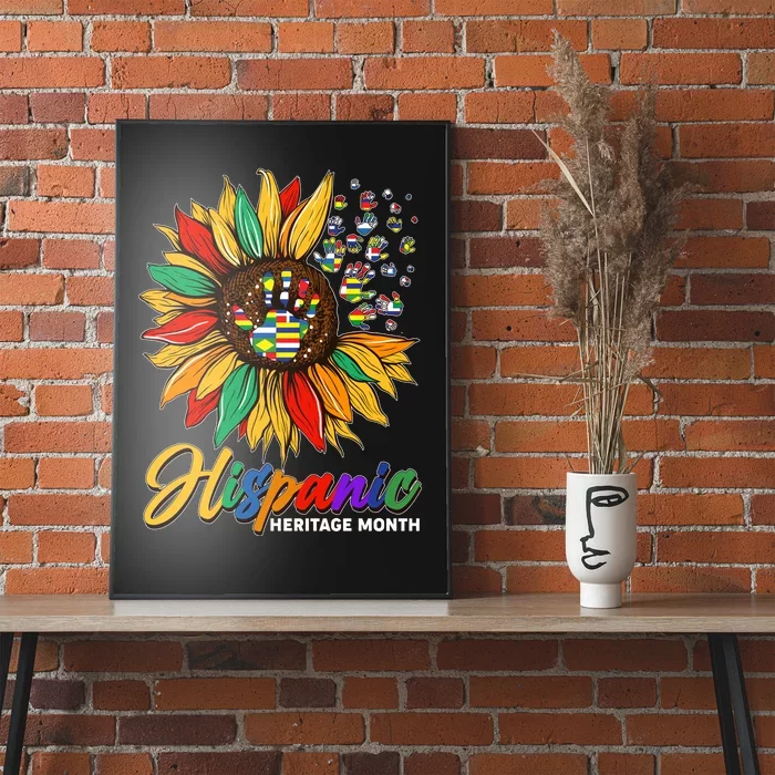 Hispanic Heritage Month Sunflowers Flags Poster