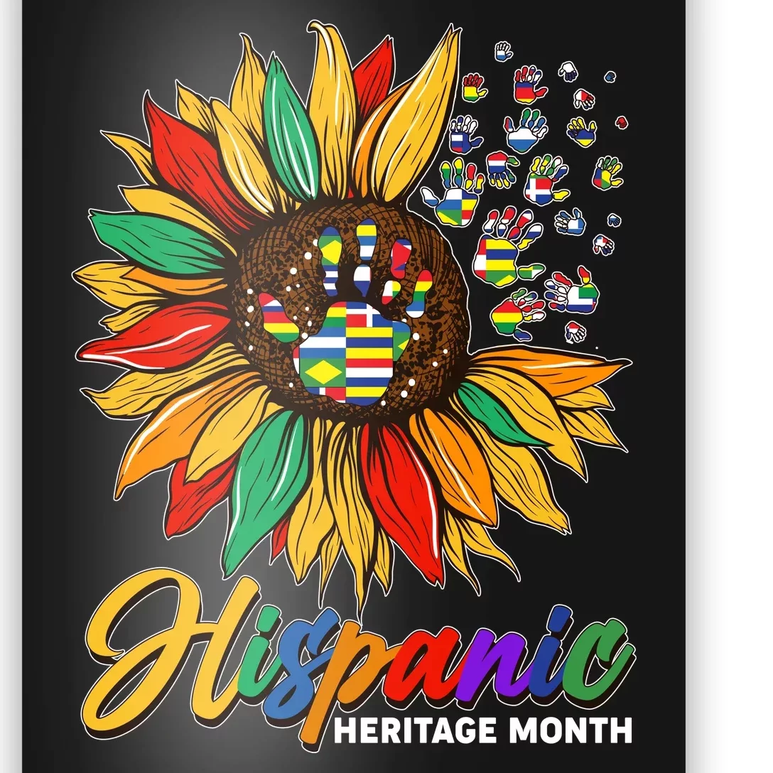 Hispanic Heritage Month Sunflowers Flags Poster