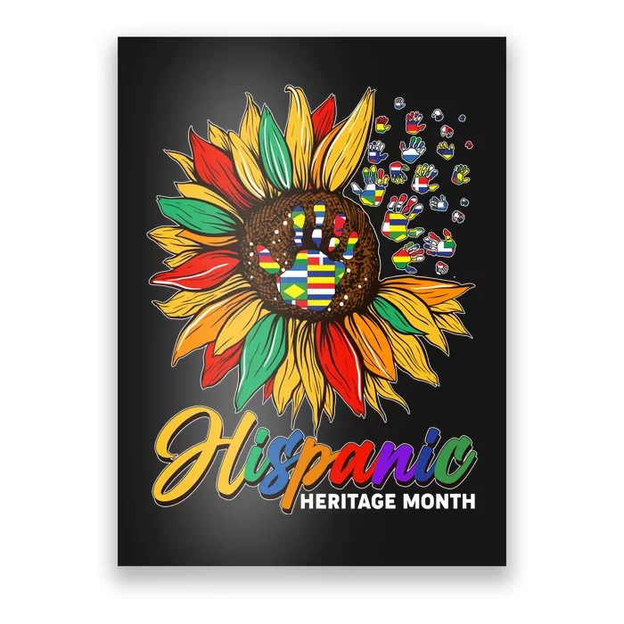 Hispanic Heritage Month Sunflowers Flags Poster