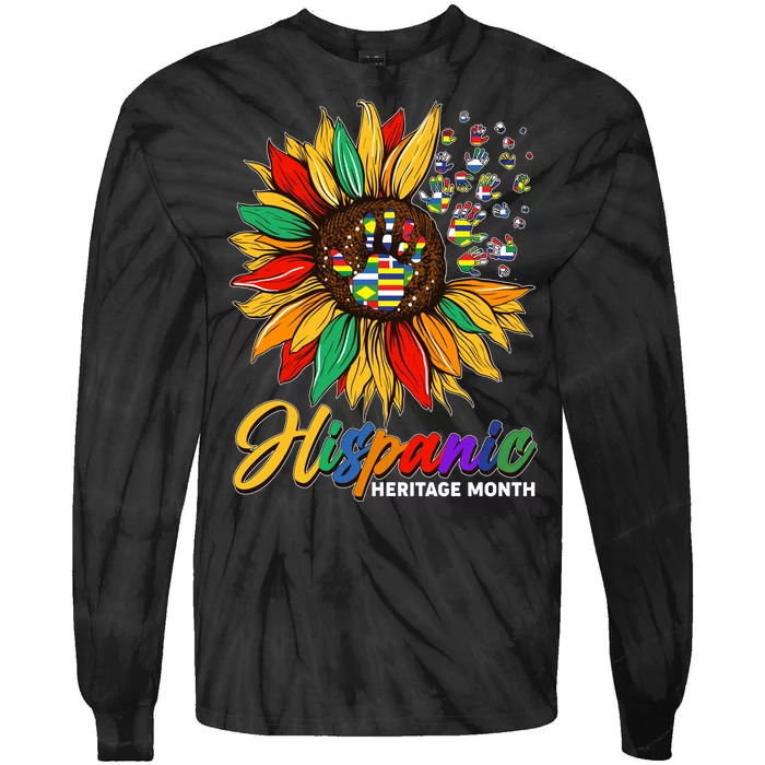 Hispanic Heritage Month Sunflowers Flags Tie-Dye Long Sleeve Shirt