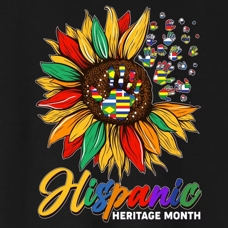 Hispanic Heritage Month Sunflowers Flags Women's Crop Top Tee