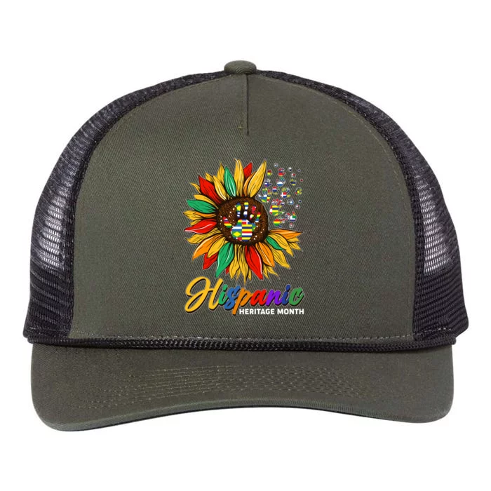 Hispanic Heritage Month Sunflowers Flags Retro Rope Trucker Hat Cap