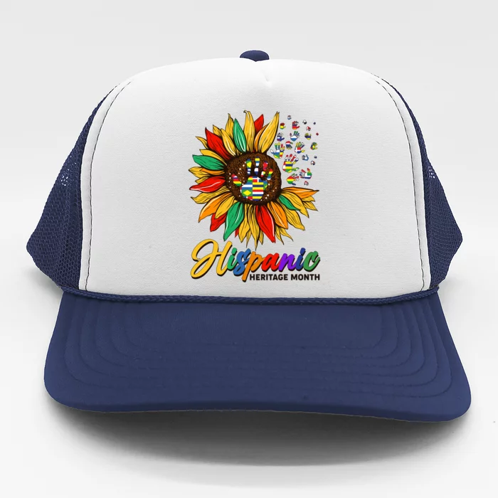 Hispanic Heritage Month Sunflowers Flags Trucker Hat