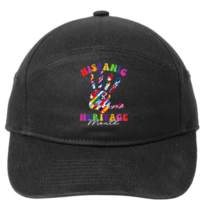 Hispanic Heritage Month All Countries Heart Hands 7-Panel Snapback Hat