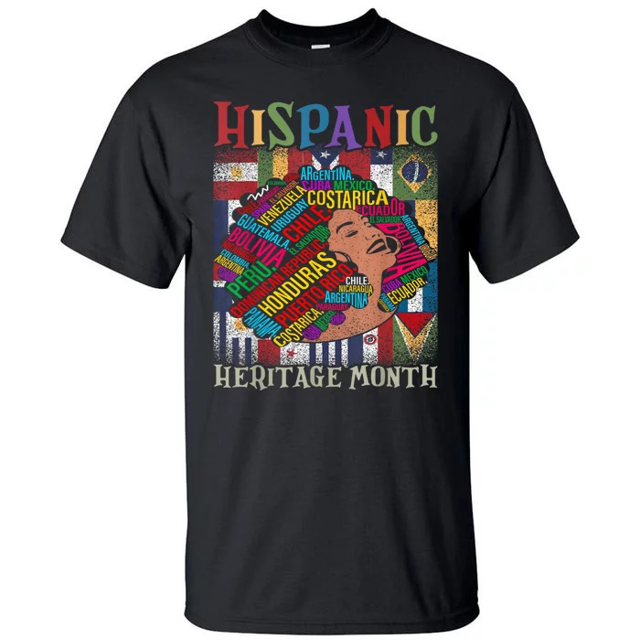 Hispanic Heritage Month Latina Girls Latino Countries Flags Tall T-Shirt