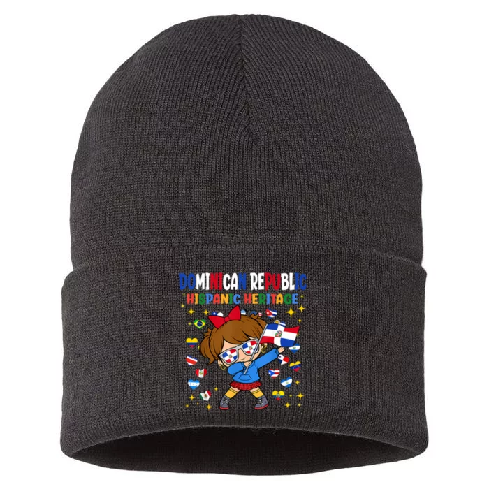 Hispanic Heritage Month Dominican Republic Flag Sustainable Knit Beanie