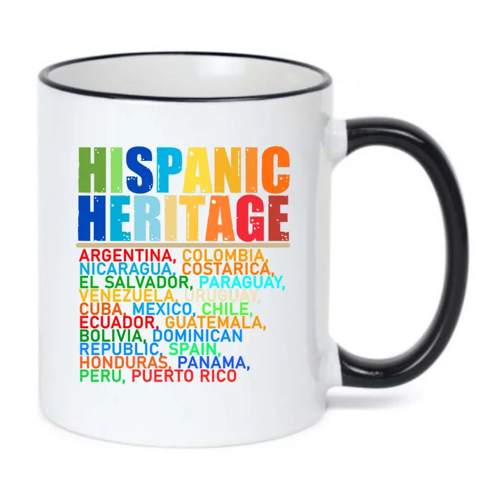 Hispanic Heritage Month National Latino Countries Names Black Color Changing Mug