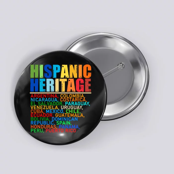 Hispanic Heritage Month National Latino Countries Names Button