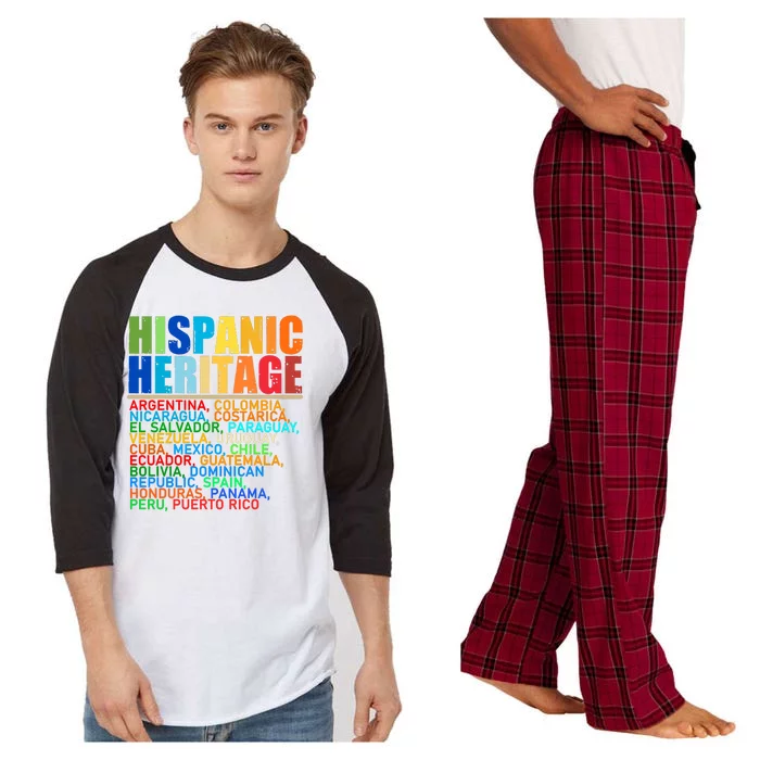 Hispanic Heritage Month National Latino Countries Names Raglan Sleeve Pajama Set