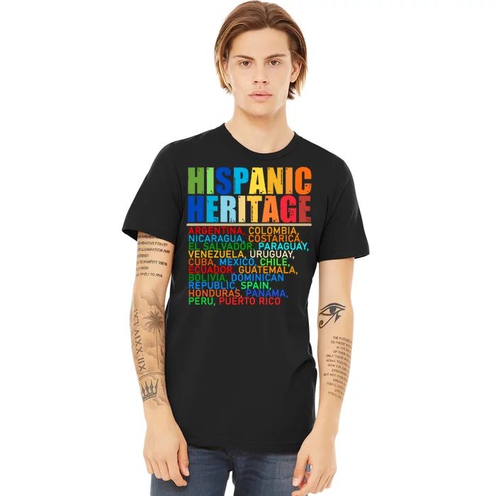 Hispanic Heritage Month National Latino Countries Names Premium T-Shirt